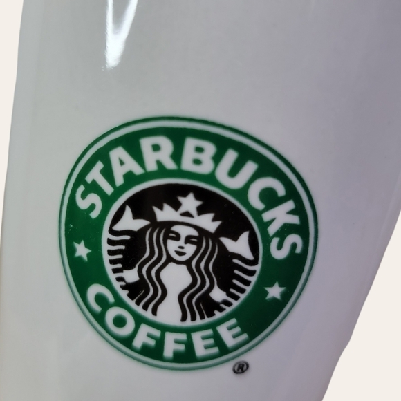2008 Starbucks Mermaid Logo Coffee Mug 10 Fl. Oz Lot Of 2 Cups White Green - Picture 2 of 4